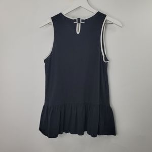 Kate Spade Black Keyhole Back Ruffles Tank Top Preppy